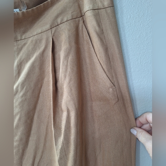 Alice+Olivia Womens Tan Linen Blend Wide Leg Trousers Size 10 - Picture 6 of 10